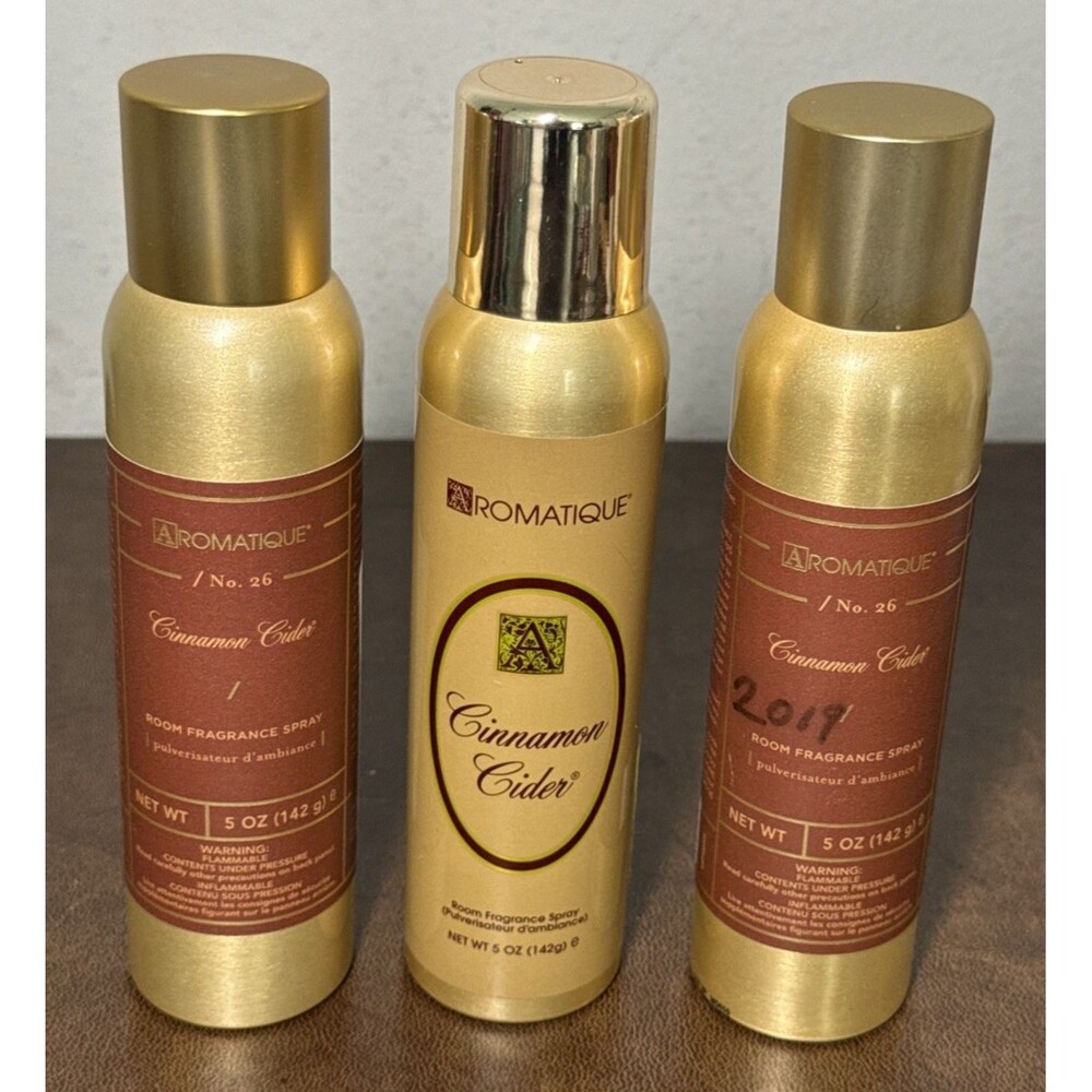 Lot of 3 Aromatique Aerosol Cinnamon Cider Room Fragrance Spray 5 oz. ea.